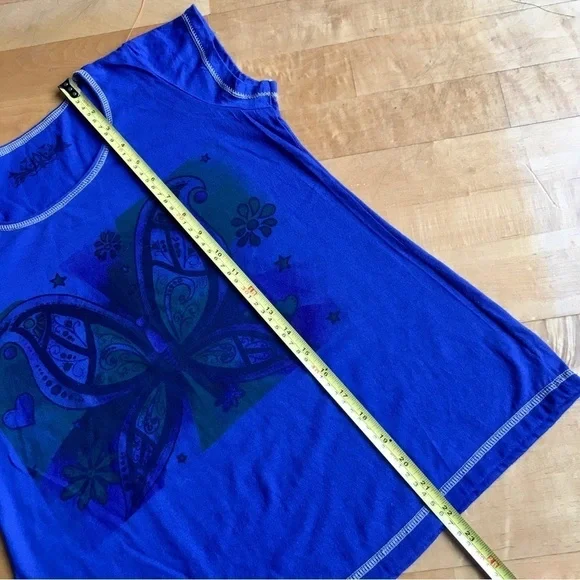 Butterfly Graphic Short Sleeve Tee, Royal Blue, Green, Black, Size XS - Picture 9 of 15